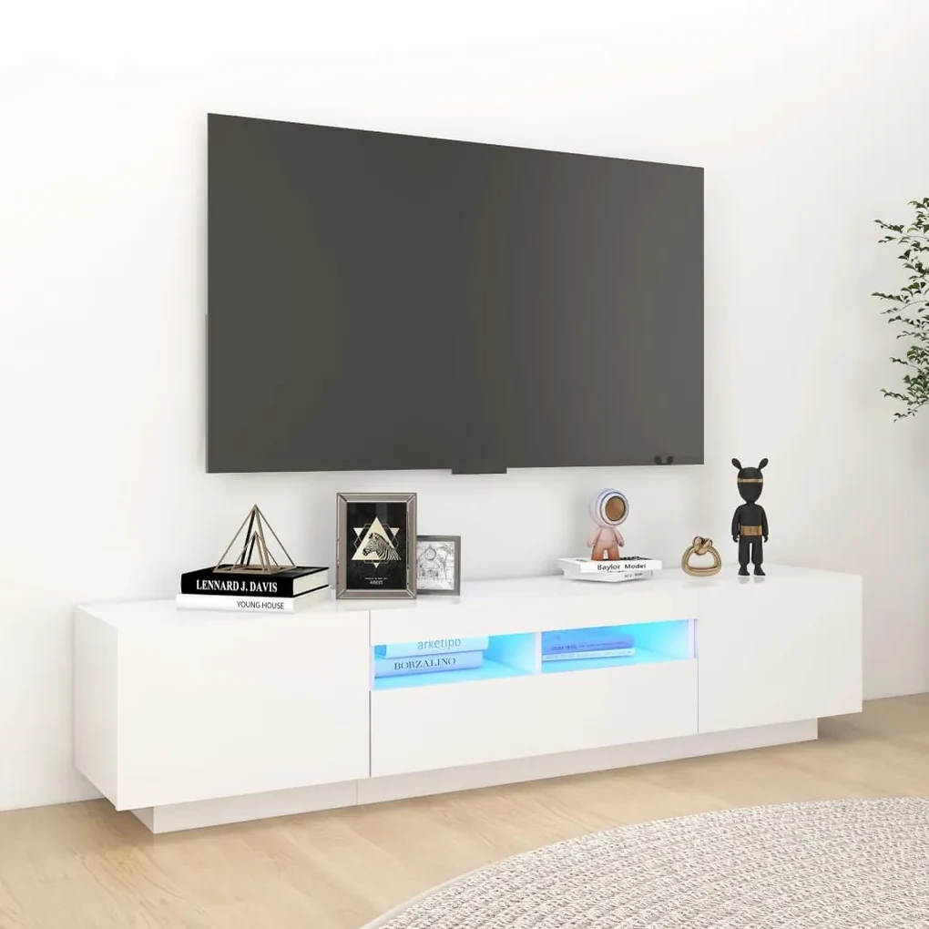 vidaXL Tv-meubel met LED-verlichting 180x35x40 cm wit