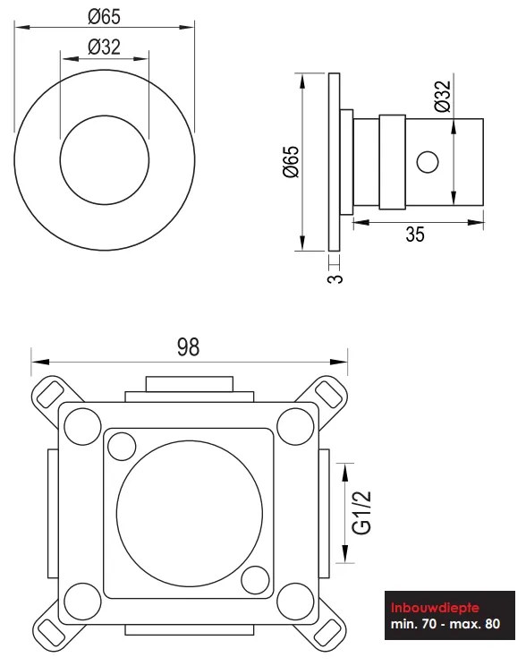 Brauer Gunmetal Edition stopkraan gunmetal geborsteld PVD