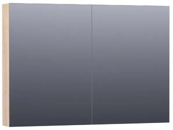 BRAUER Plain Spiegelkast - 100x70x15cm - 2 links/rechtsdraaiende spiegeldeuren - MFC - legno calore SK-PL100LC