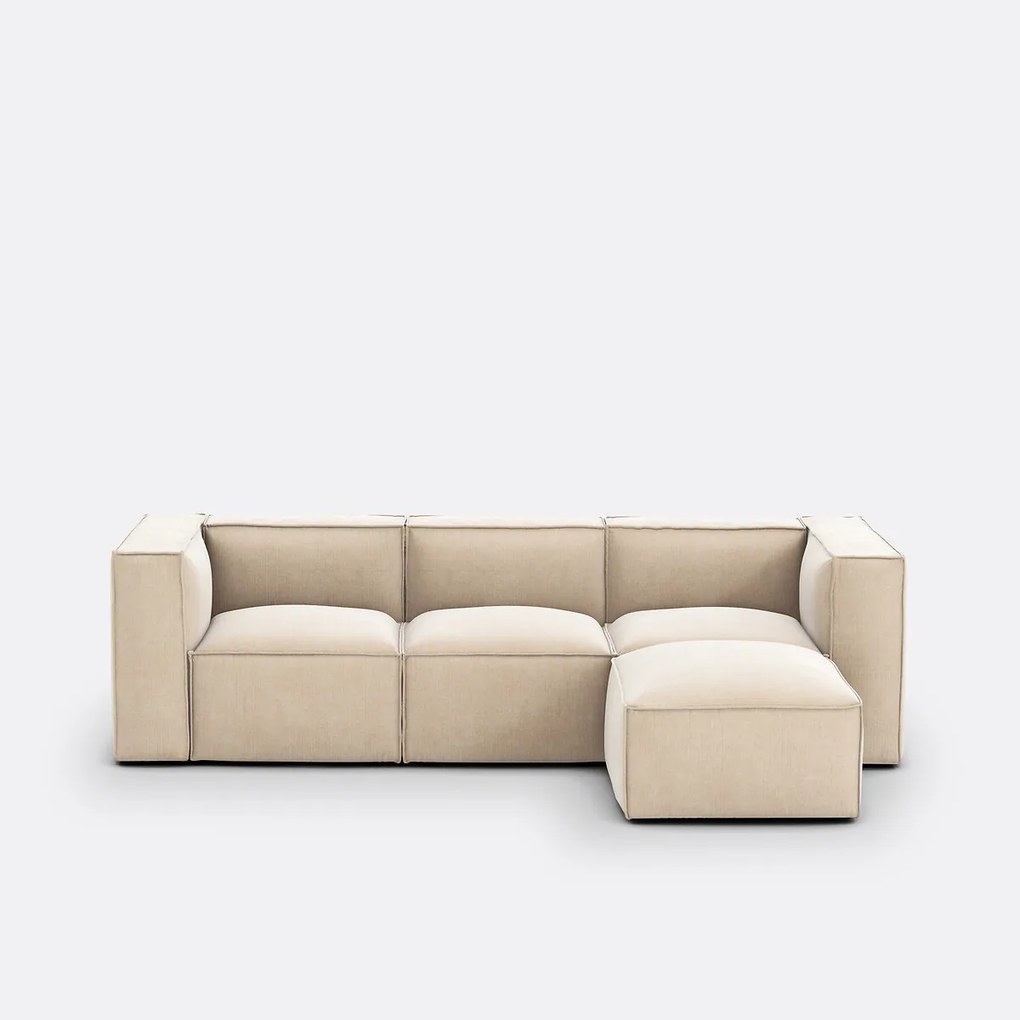 3-zits modulaire unit en vintage corduroy poef Seven