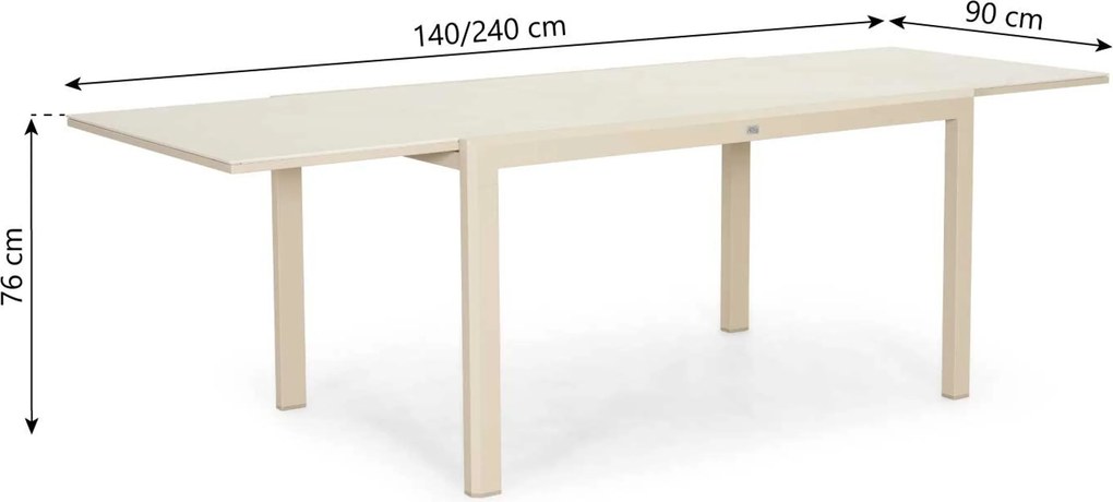 Dining Tuintafel rechthoekig uitschuifbaar 140/240x90 cm Zand/Beige Montaro