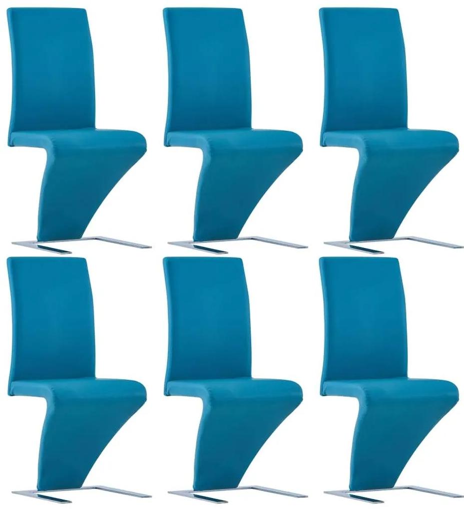 Medina Eetkamerstoelen met zigzag-vorm 6 st kunstleer blauw