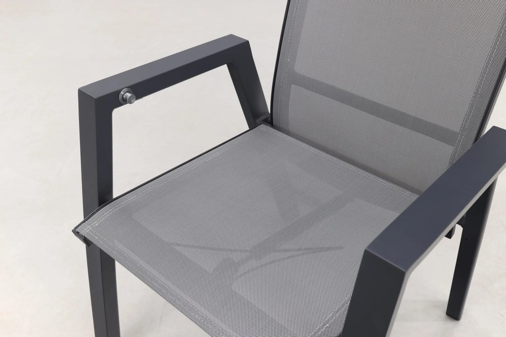 Azoren dining tuinstoel verstelbaar (incl. kussen) - Antraciet