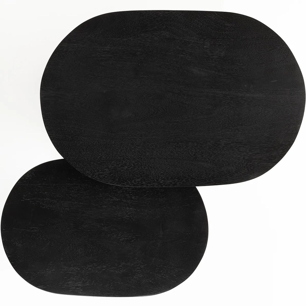 Tafeltjes Set Zwart Hout Organisch - 48 X 32cm.
