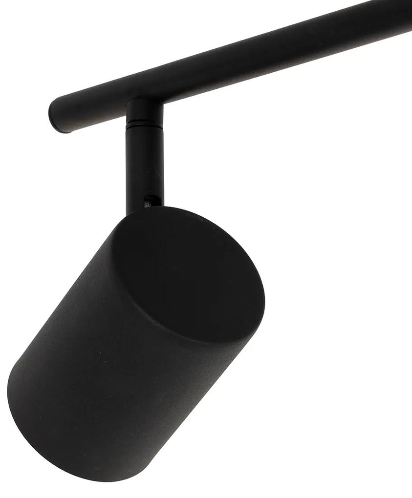 Plafondlamp zwart met hout 5-lichts verstelbaar rechthoekig - Jeana Modern, Industriele / Industrie / Industrial GU10 vierkant Binnenverlichting Lamp