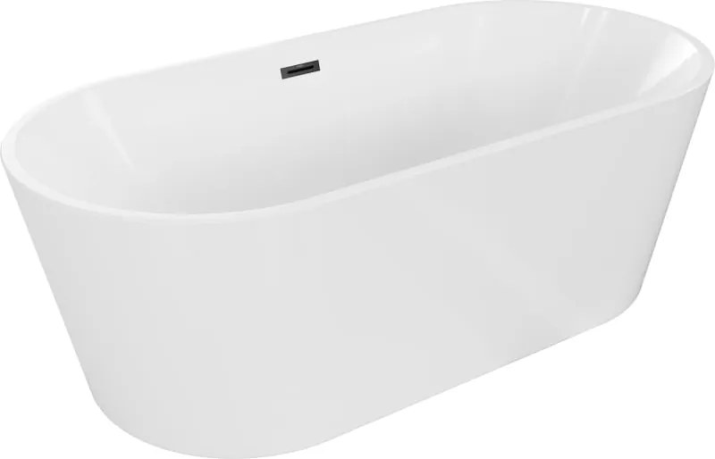 Mexen Luna vrijstaande badkuip 140 x 75 cm, wit, zwarte overloop - 52031407500-70
