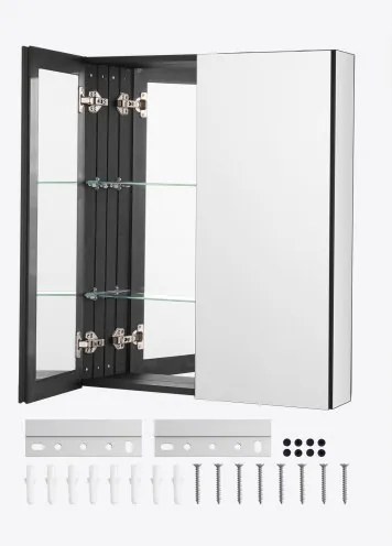 VEVOR Spiegelmedicijnkast (662 x 135 x 762 mm) voor badkamer met 2 deuren en 7 spiegels, ingebouwd en aan de muur bevestigd, aluminium frame, badkamerkast