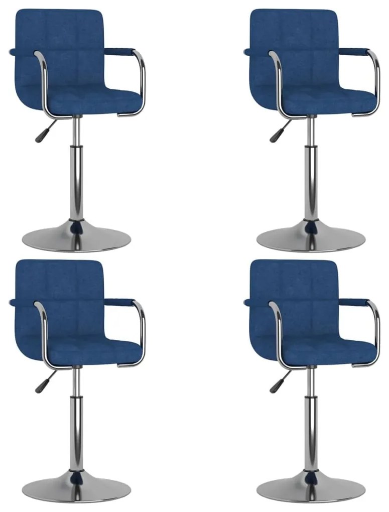 vidaXL Eetkamerstoelen draaibaar 4 st stof blauw