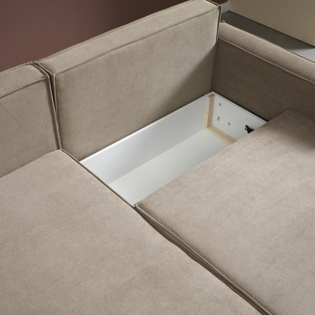 Beige Slaapbank Chaise Longue Links