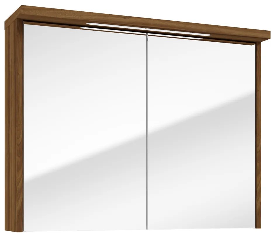 Fontana Grado spiegelkast met verlichting 80cm 2 deuren walnoot