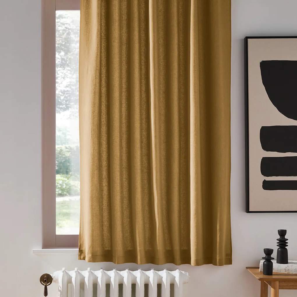 Gordijn in gewassen linnen met verdekte lussen, radiator, Onega