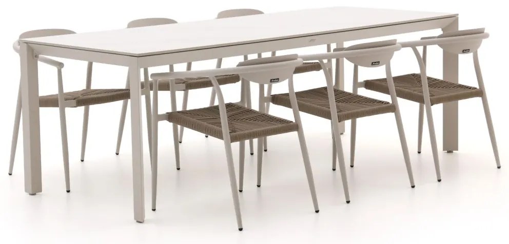 Diningset Manifesto  | 6 personen sintered stone | Tuinset stapelbaar | 7-delig | Kees Smit Tuinmeubelen