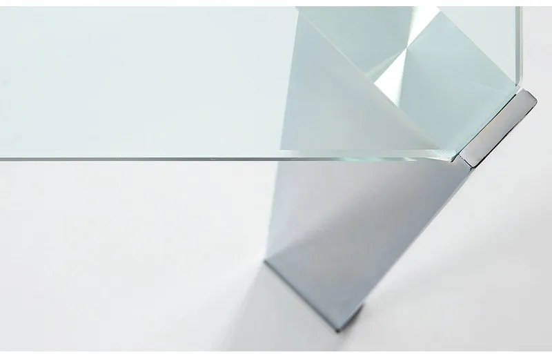 Kave Home Spot Glazen Tafel Met Chroom 160 Cm - 160 X 90cm.