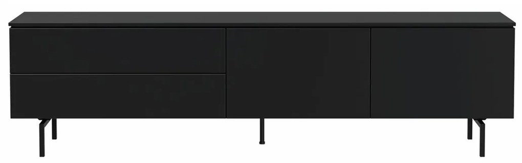 Tenzo Plain Mat Zwart Tv-meubel Modern Metalen Poot - 210x45x57cm.