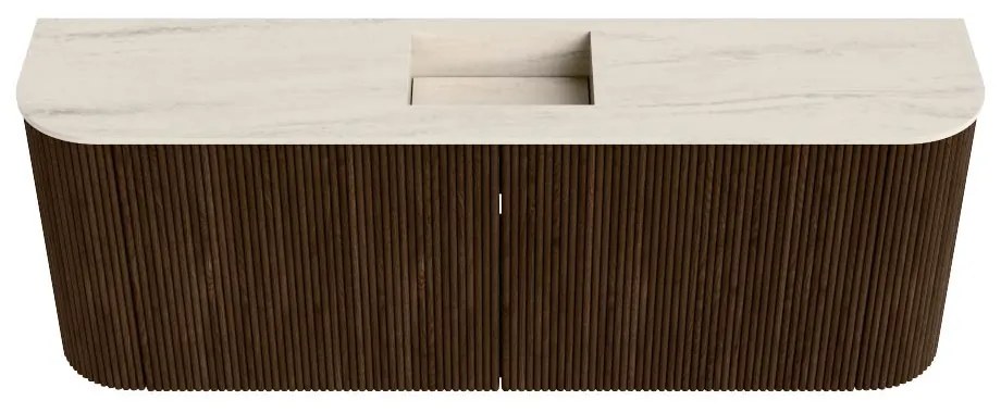 Mondiaz Joya DLux 115cm toiletmeubel ronding links/rechts walnut met wastafel faye midden zonder kraangat meli