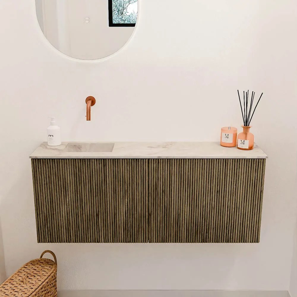 Mondiaz Joya DLux 100cm toiletmeubel dusk met wastafel faye links zonder kraangat frappe