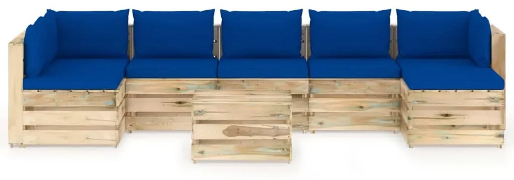 vidaXL 8-delige Loungeset met kussens groen geïmpregneerd hout