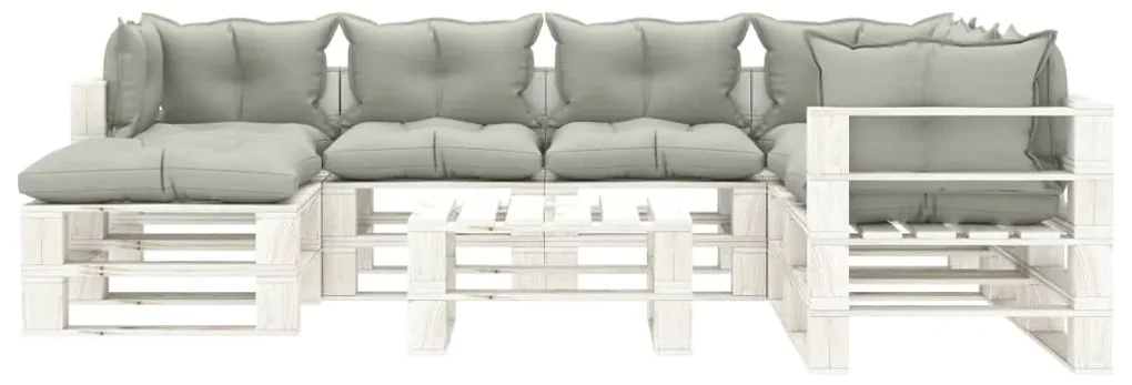vidaXL 8-delige Loungeset met taupe kussens pallet hout