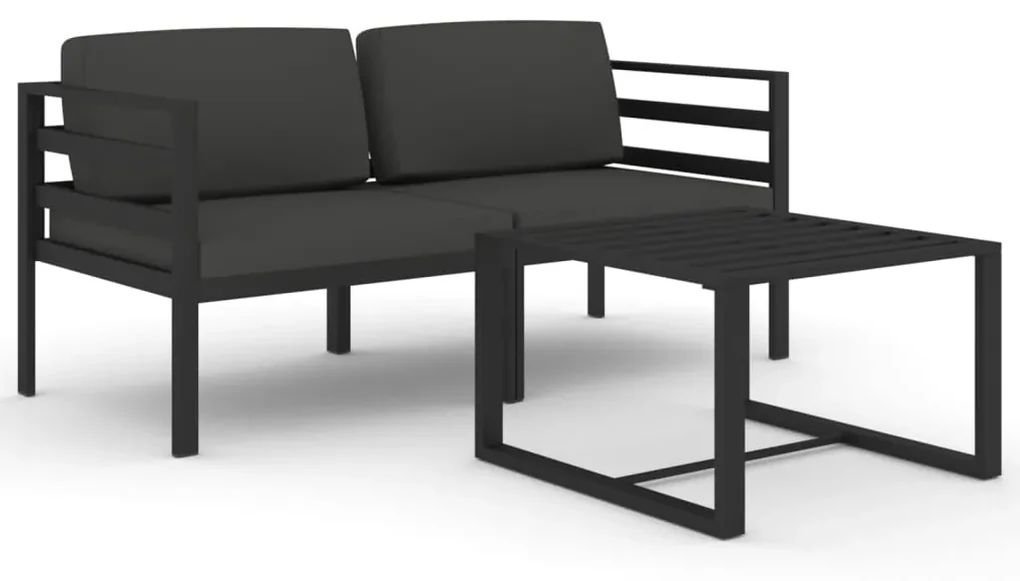 vidaXL 3-delige Loungeset met kussens aluminium antracietkleurig