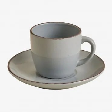 Verpakking Van 2 Ronilena Aardewerk Koffiekopjes Met Schoteltjes, 22 Cl Dolfijngrijs - Bruin - Sklum