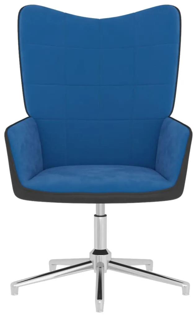 vidaXL Relaxstoel fluweel en PVC blauw