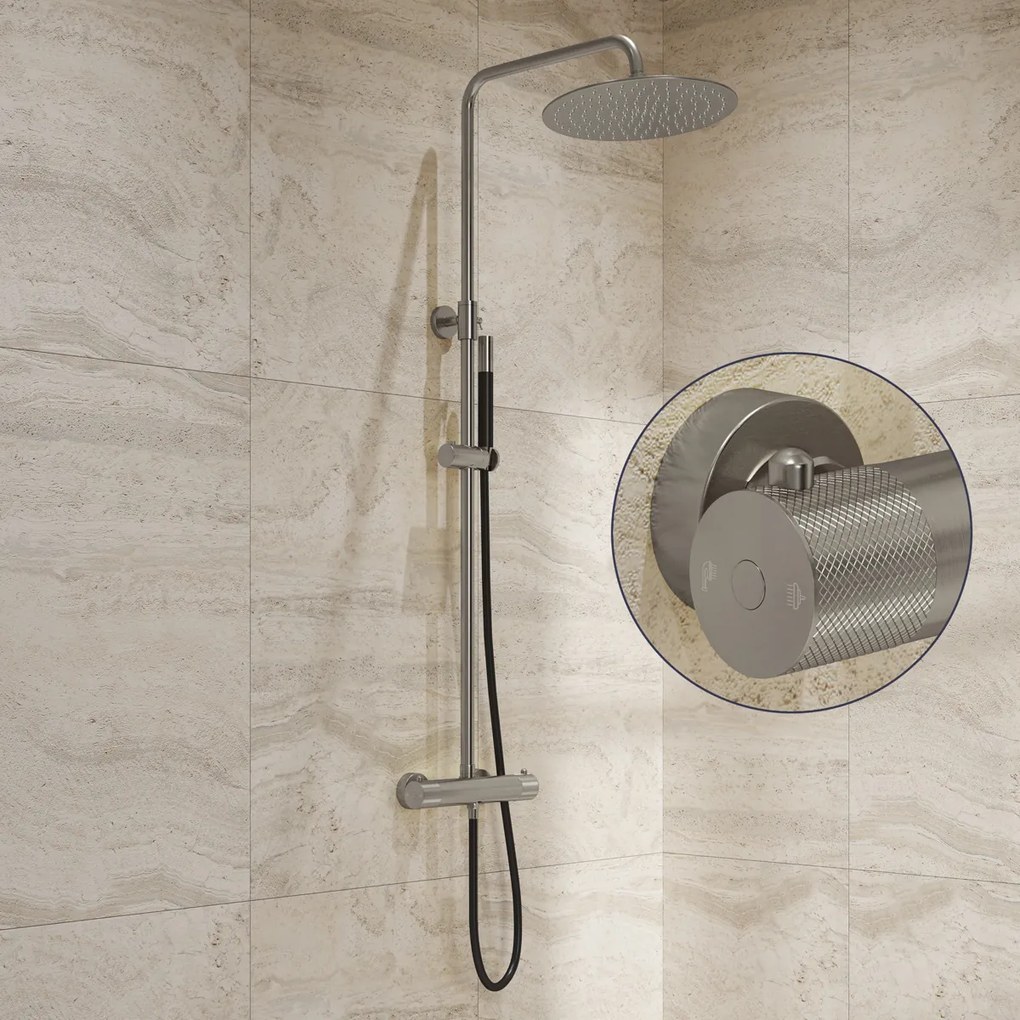 Saniclear Exclusive Curved Pro opbouw regendouche RVS met 30cm hoofddouche