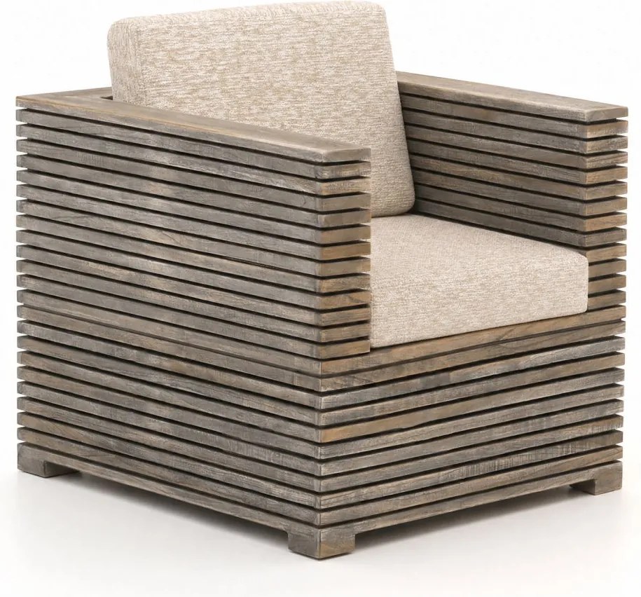+ 10% kassakorting | Lounge tuinstoel |   ROUGH-C | Teakhout | Old Teak/Taupe | Kees Smit Tuinmeubelen