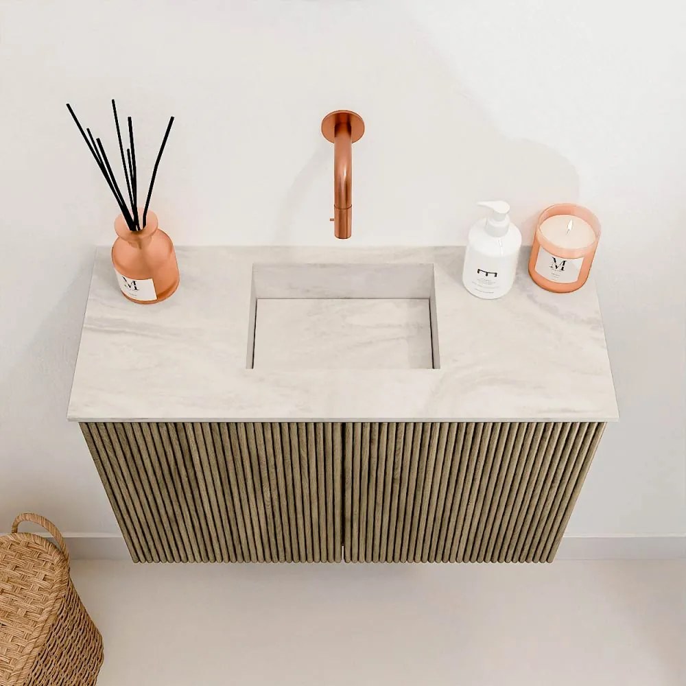 Mondiaz Joya DLux 60cm toiletmeubel dusk met wastafel faye midden zonder kraangat ostra