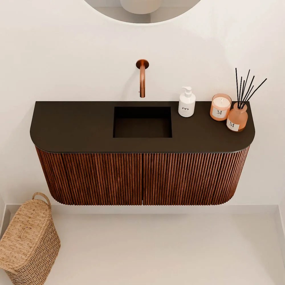 Mondiaz Joya 85cm toiletmeubel ronding links/rechts ruby met wastafel faye midden zonder kraangat urban
