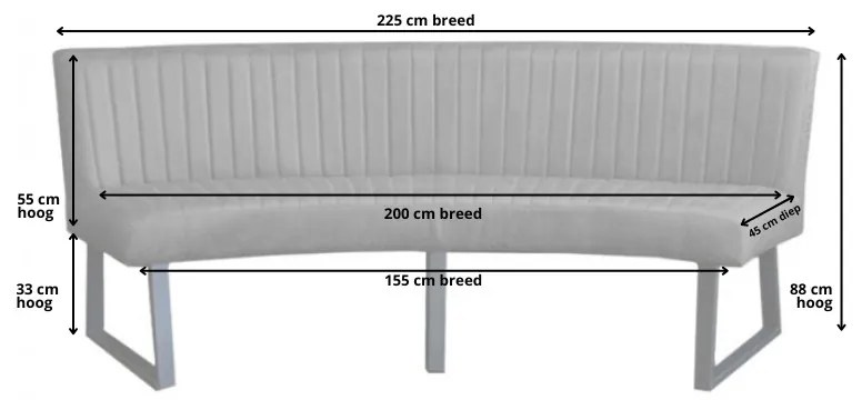 Eetkamerbank - Hengelo - geschikt voor ovale tafel 200 cm - stof Element grijsbruin 05