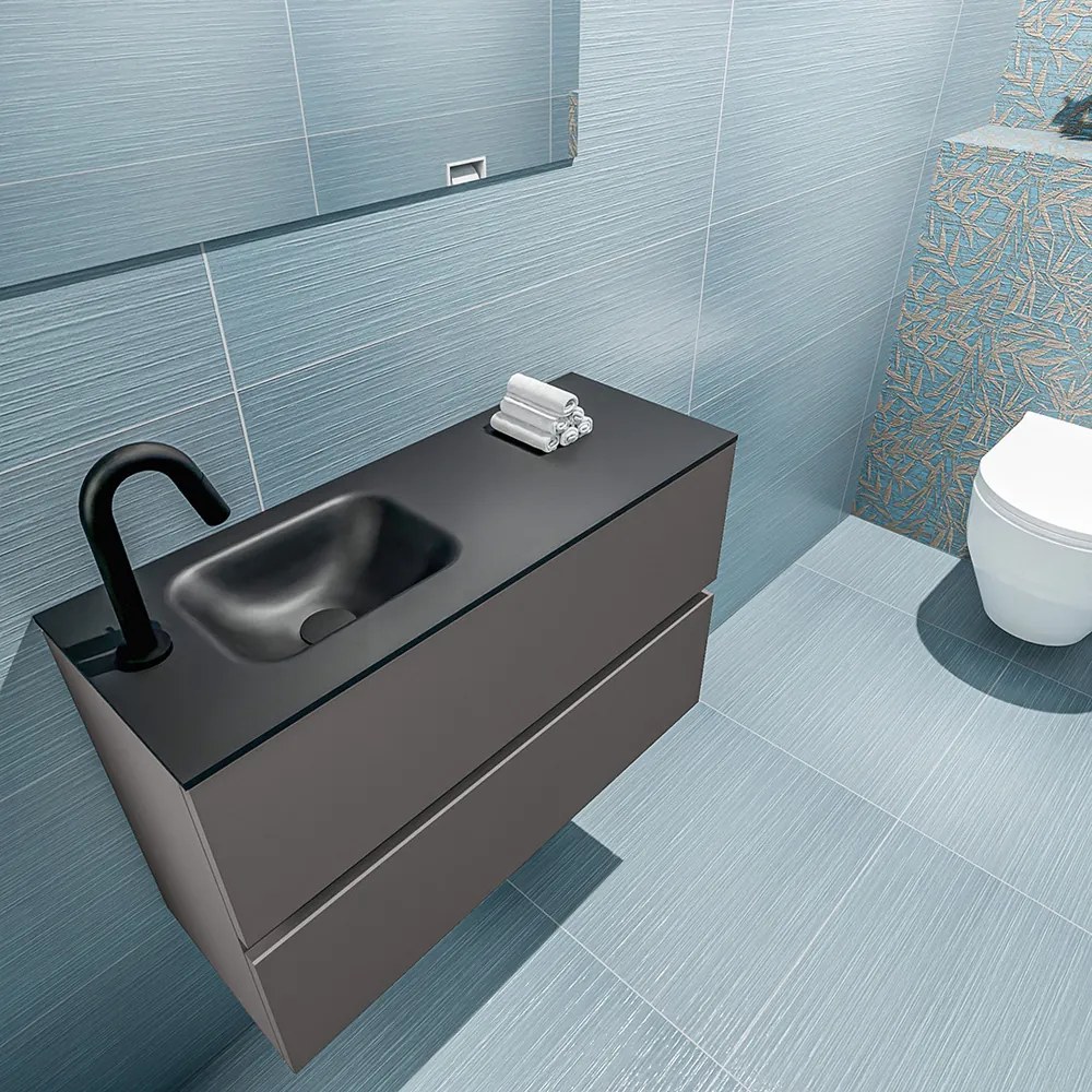 Mondiaz Ada 80cm toiletmeubel dark grey met wastafel urban links 1 kraangat