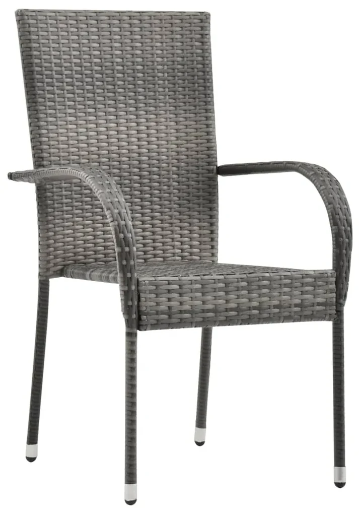 vidaXL Tuinstoelen stapelbaar 6 st poly rattan grijs
