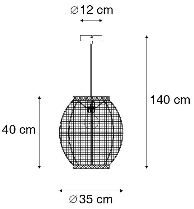 Stoffen Oosterse hanglamp bruin 35 cm - RobOosters E27 ovaal Binnenverlichting Lamp