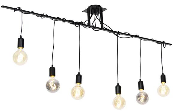 Eettafel / Eetkamer Moderne hanglamp zwart 6-lichts gedraaide kabels - Facile Modern E27 rond Binnenverlichting Lamp