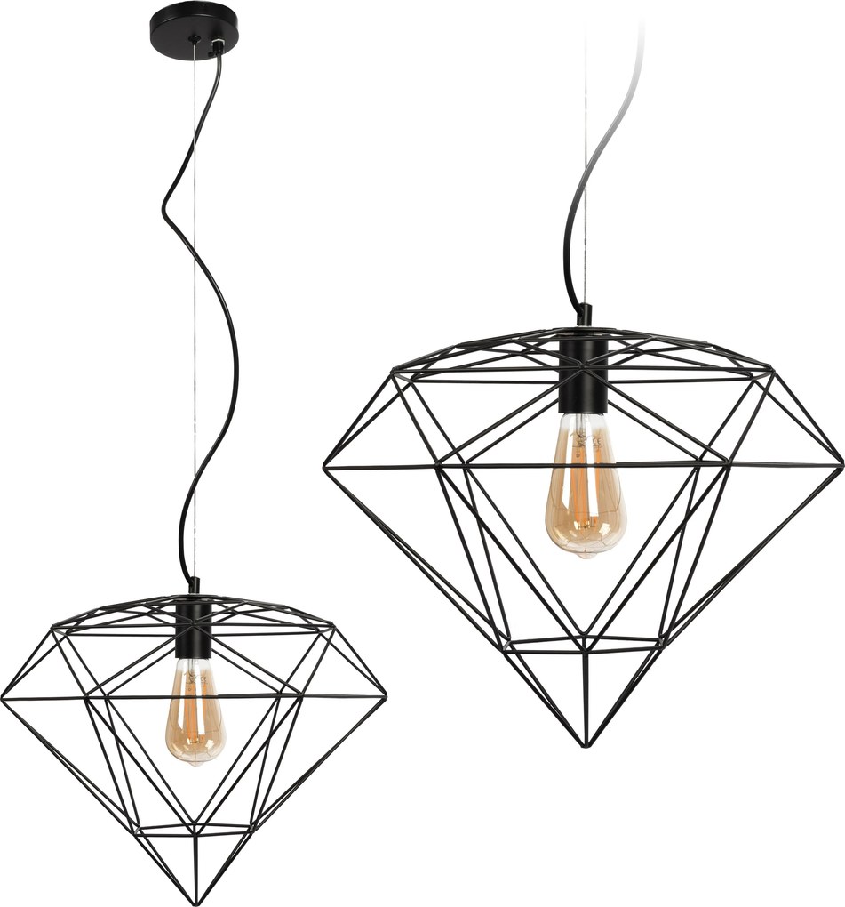 HANGLAMP DIAMOND METAL LOFT ZWART APP563-1CP
