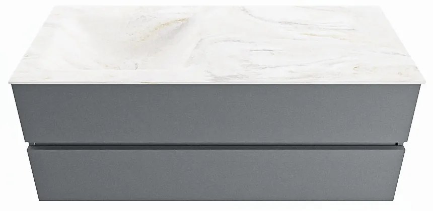 Mondiaz Vica DLux badmeubel 120cm plata 2 lades met wastafel ostra links zonder kraangat