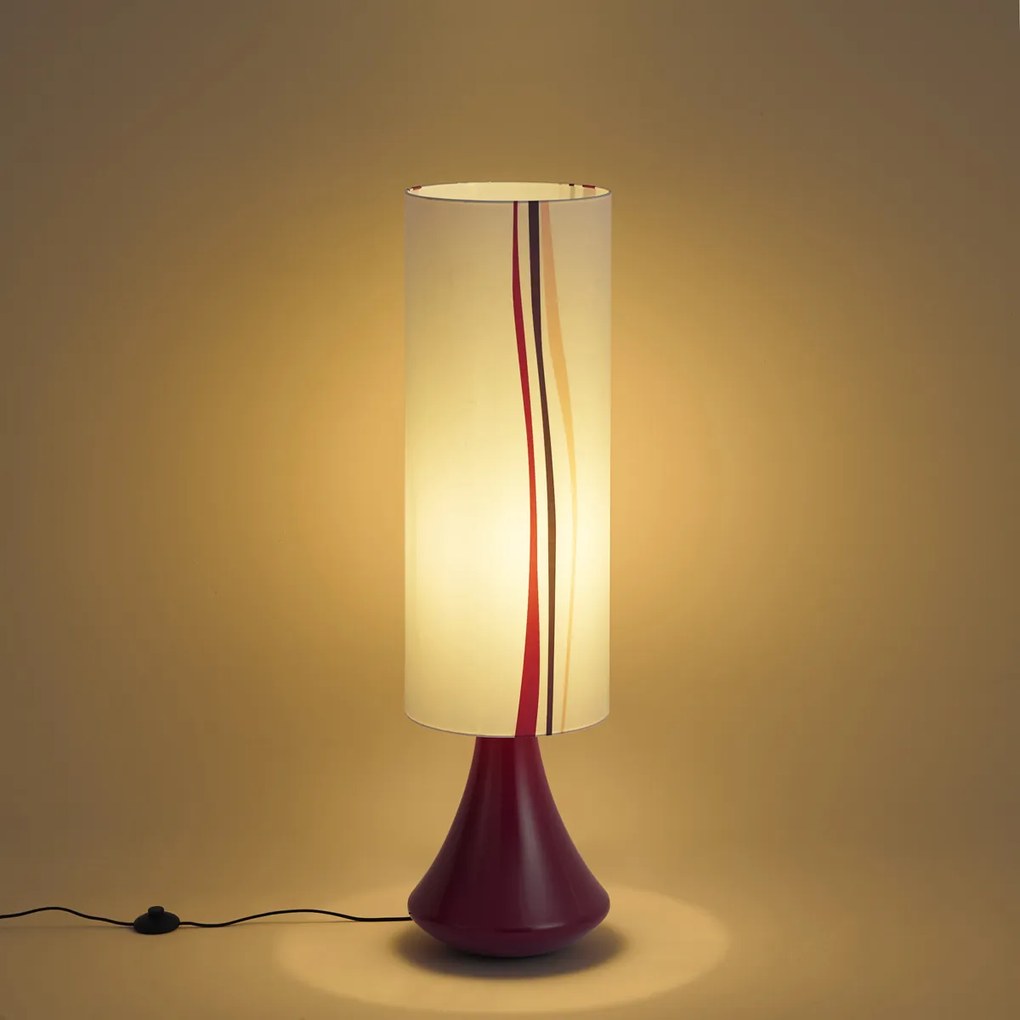 Retro vloerlamp paars met stoffen kap multicolor - Mina