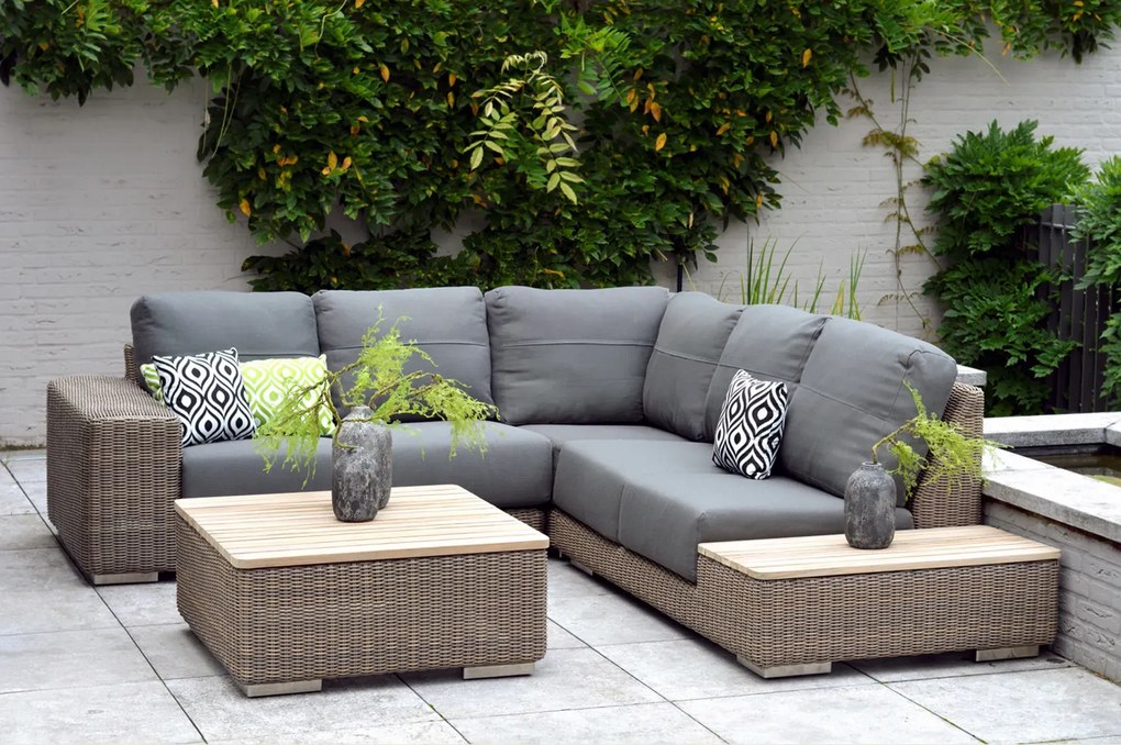 4 Seasons Outdoor Kingston hoekbank pure * SALE * Loungeset antraciet weerbestendig