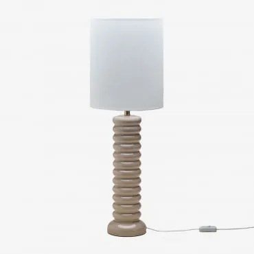 Boreto 75 Cm Keramiek En Linnen Tafellamp Beige – Crème - Sklum