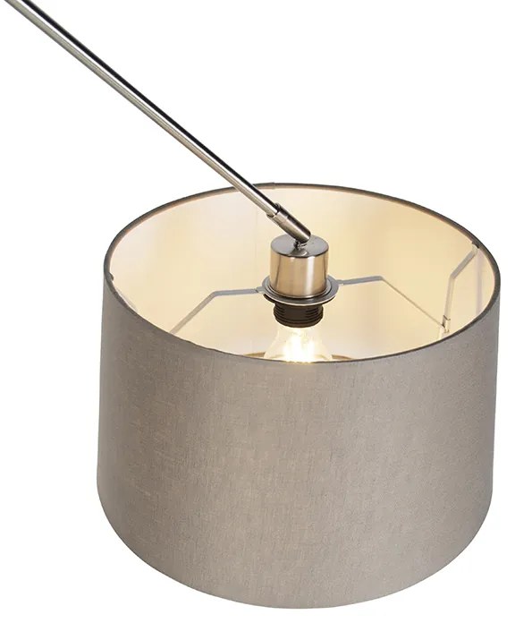 Hanglamp staal met linnen kap taupe 35 cm  - Blitz