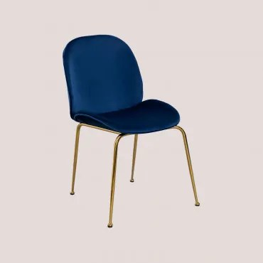 Set Van 2 Pary Fluwelen Eetkamerstoelen Blauw & Goud - Sklum