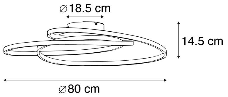 Plafonnière staal 80 cm incl. LED 3-staps dimbaar - Rowin Design rond Binnenverlichting Lamp