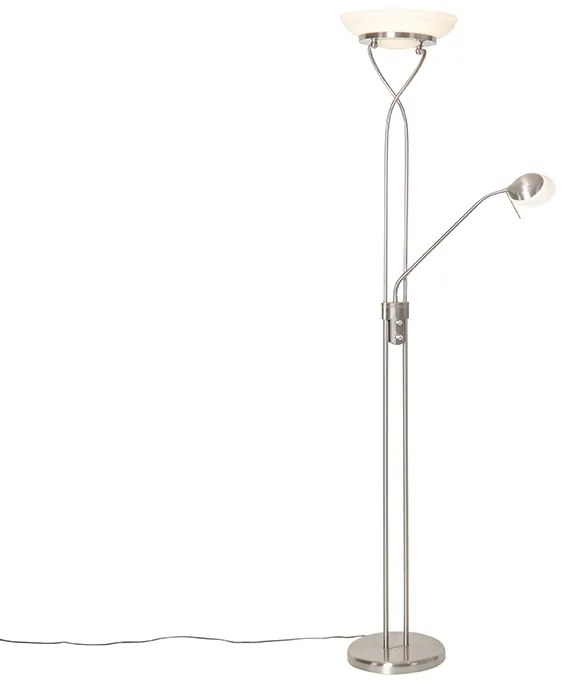 Vloerlamp staal incl. LED en dimmer met leeslamp - Empoli