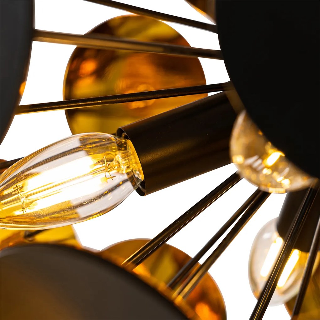 Design hanglamp zwart en goud - Cerchio