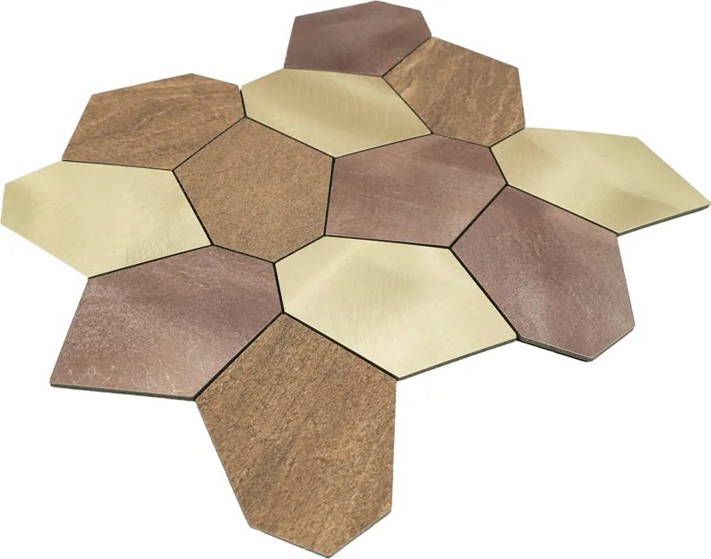 Zelfklevende Mozaïektegels Metaal | Polygoon Goud | 30×26,2 cm | Keuken, Bad & WC