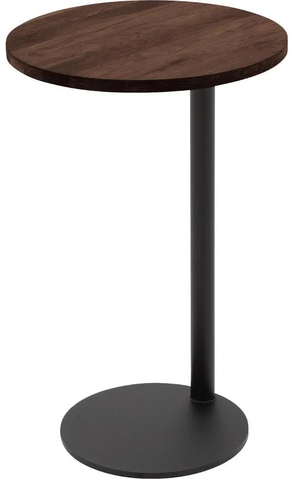 Goossens Nachtkastje Oval, Voet ovaal metaal ral 9005 zwart, blad massief eik