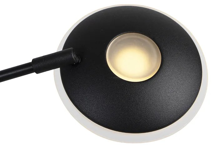 Vloerlamp zwart met leesarm incl. LED en USB-poort - Sevilla