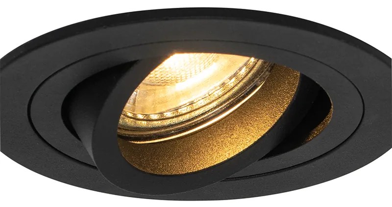 Set van 6 Moderne inbouwspot zwart - Rondoo