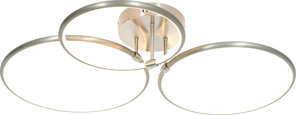 Design plafondlamp staal incl. LED 3-staps dimbaar 3-lichts - Joaniqa