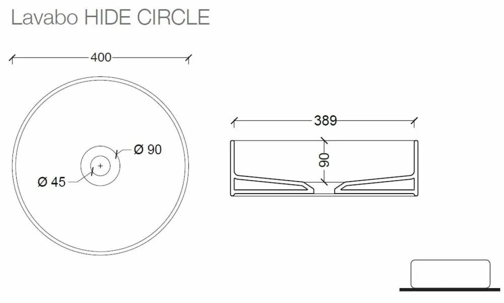 Salenzi Hide Circle opbouw wastafel waskom mat zwart 40x12cm